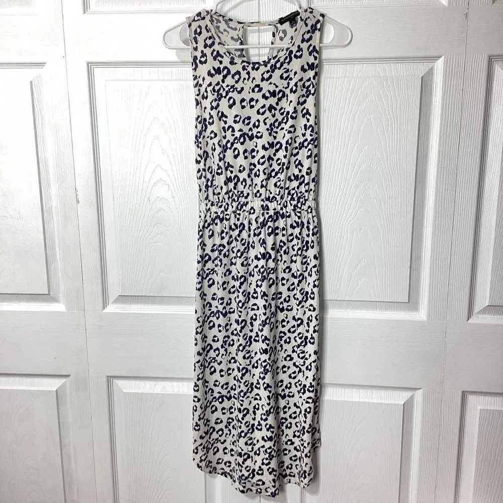 Banana Republic Dress Criss Cross Back Sleeveless Stretchy Blue White S